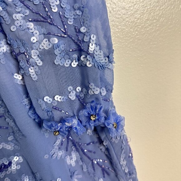 MAC DUGGAL Embellished Sheath Midi-Dress in Periwinkle Size US 12 NWT - Picture 10 of 15